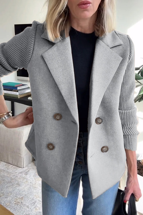 Delia | Elegant Knit-Sleeve Blazer