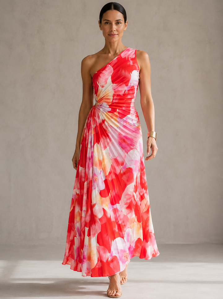 Evie | Pleated One-Shoulder Dress
