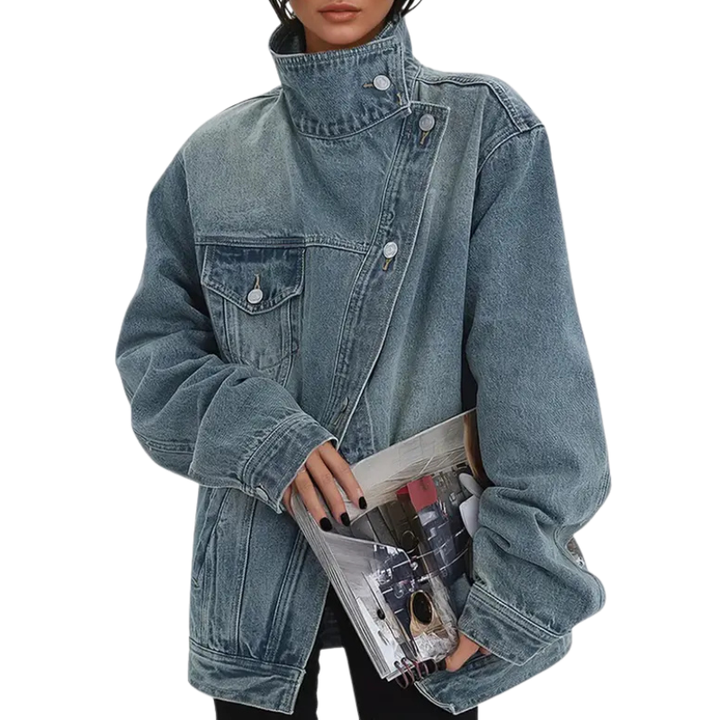 Fallon | Vintage Washed High Neck Asymmetric Jacket