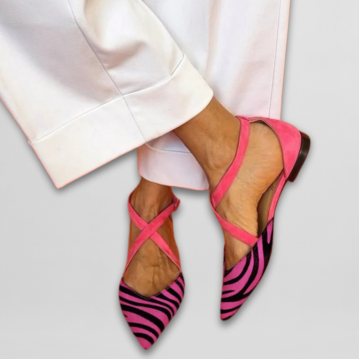 Seraphina | Strap Mesh Ballerina Flats