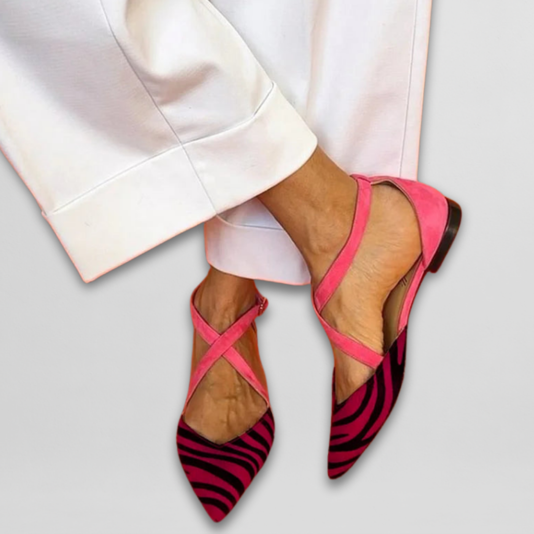 Seraphina | Strap Mesh Ballerina Flats