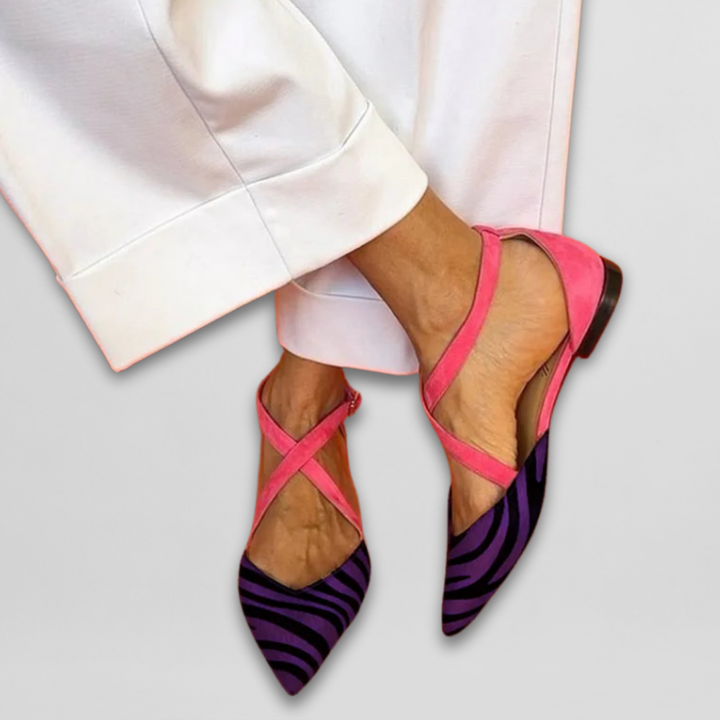 Seraphina | Strap Mesh Ballerina Flats