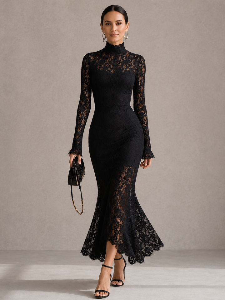 Ruby | Long Black Lace Dress