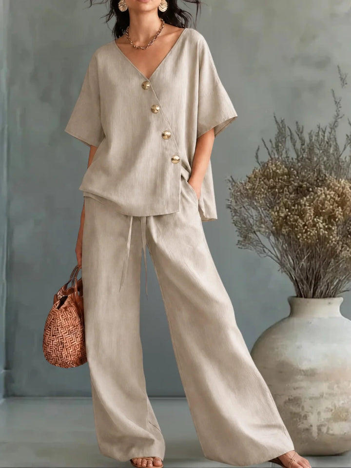 Janie | V-Neck Suit with Buttons