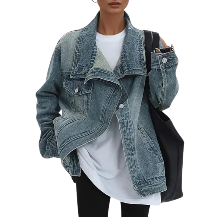Fallon | Vintage Washed High Neck Asymmetric Jacket