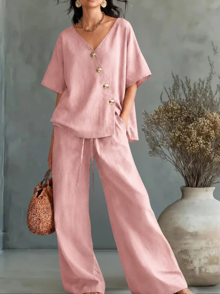 Janie | V-Neck Suit with Buttons