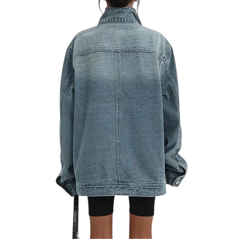 Fallon | Vintage Washed High Neck Asymmetric Jacket