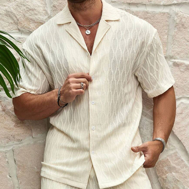 Barry | Premium Textured Cotton Summer Shirt & Shorts Set