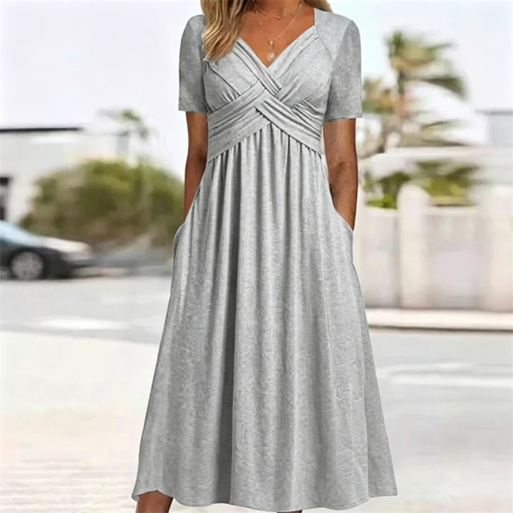 Luna | V-Neck Short Sleeve Long Dresses