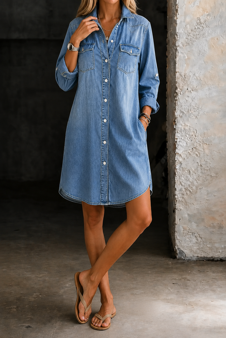 Ophelia | Casual yet elegant denim shirt dress