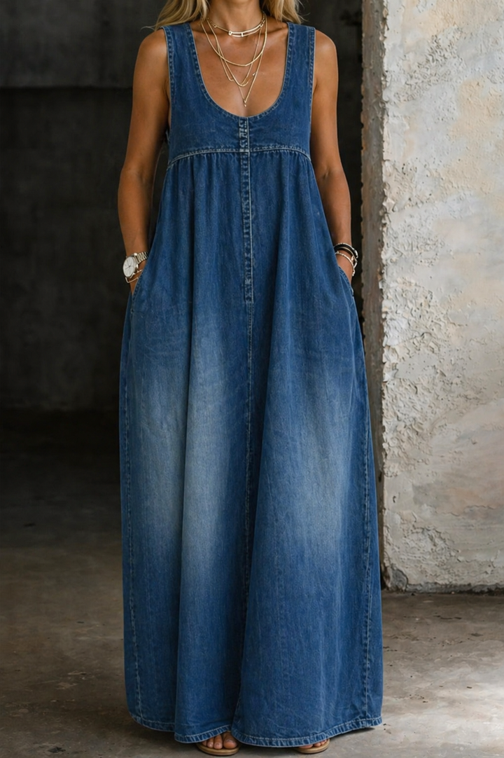Wrenna | Loose-Fitting Denim Pinafore Dress