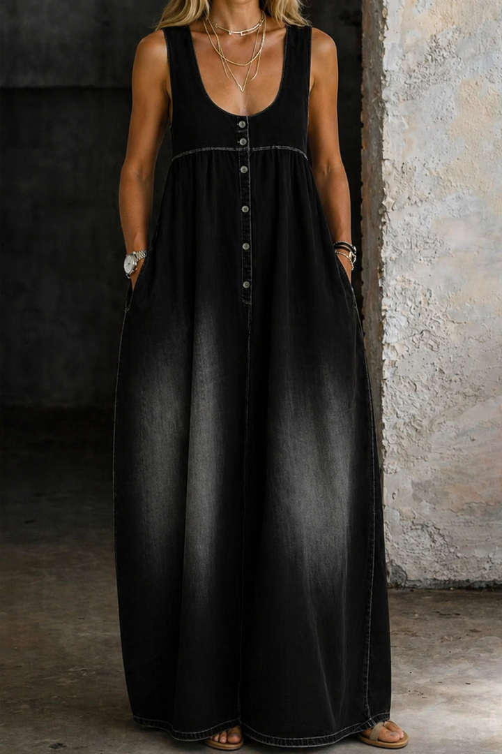 Wrenna | Loose-Fitting Denim Pinafore Dress