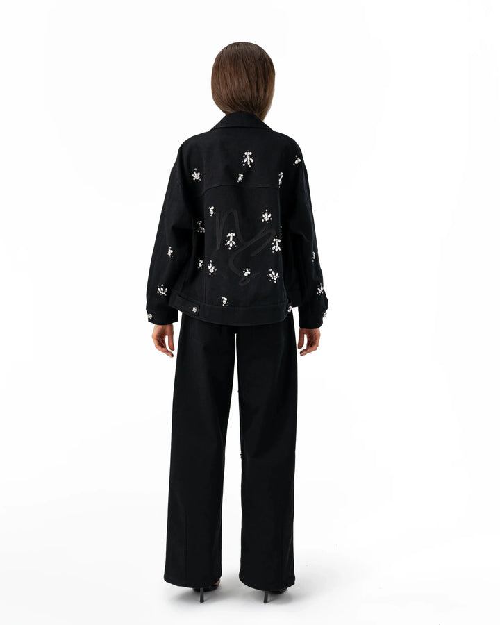 Brittany | Black Bejeweled Denim Jacket