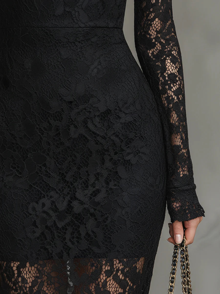 Ruby | Long Black Lace Dress