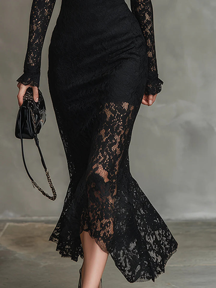 Ruby | Long Black Lace Dress