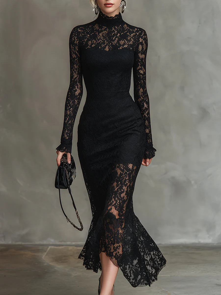 Ruby | Long Black Lace Dress