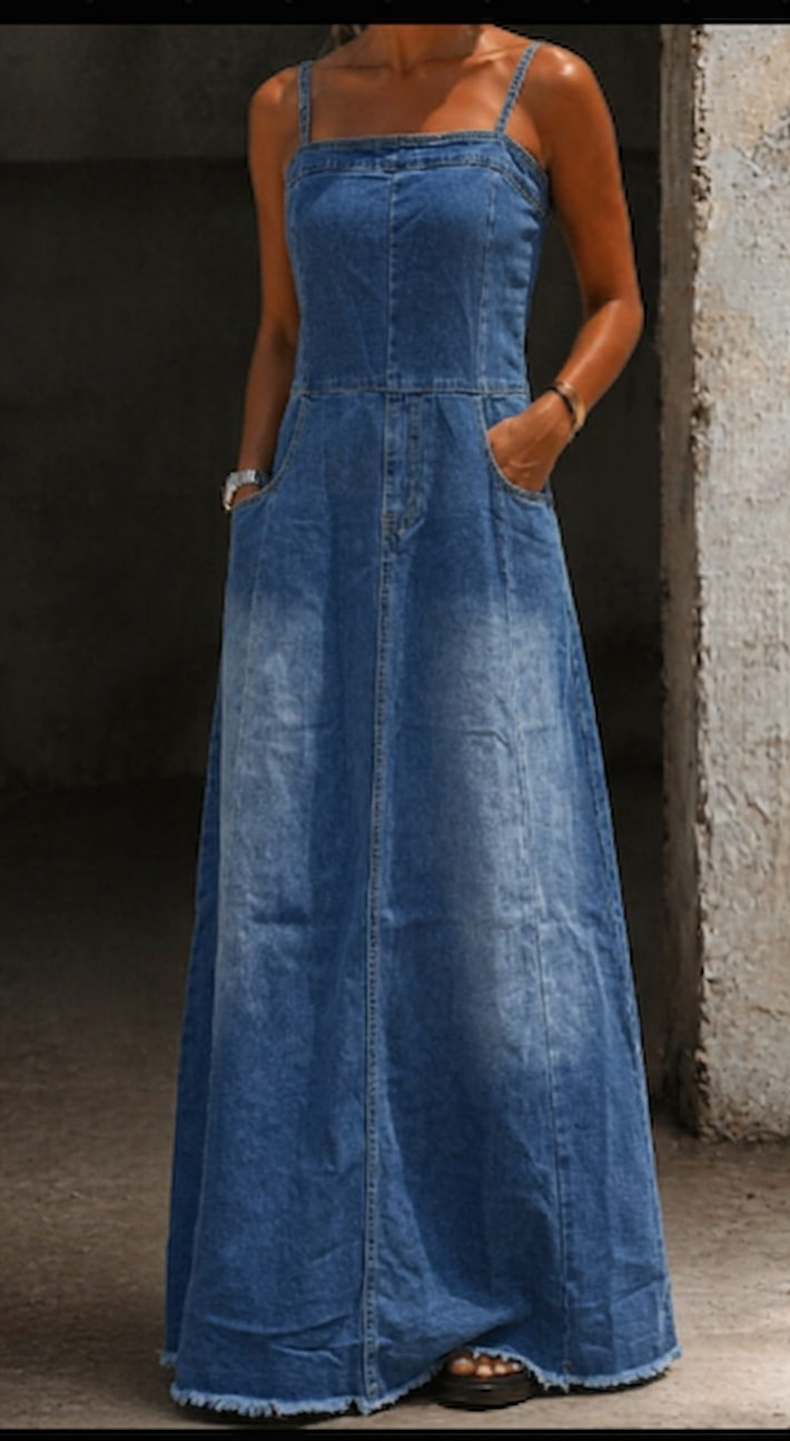 Sabrina | Vintage Denim Maxi Dress