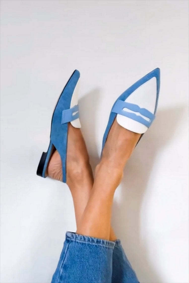 Coraline | Blue Slingback Loafers