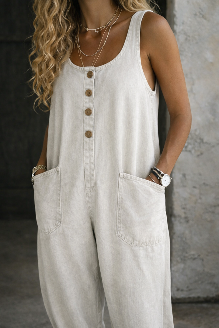 Kaylee | Vintage-washed denim dungarees