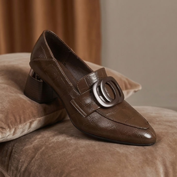 Adira | Leather Loafers with Heels