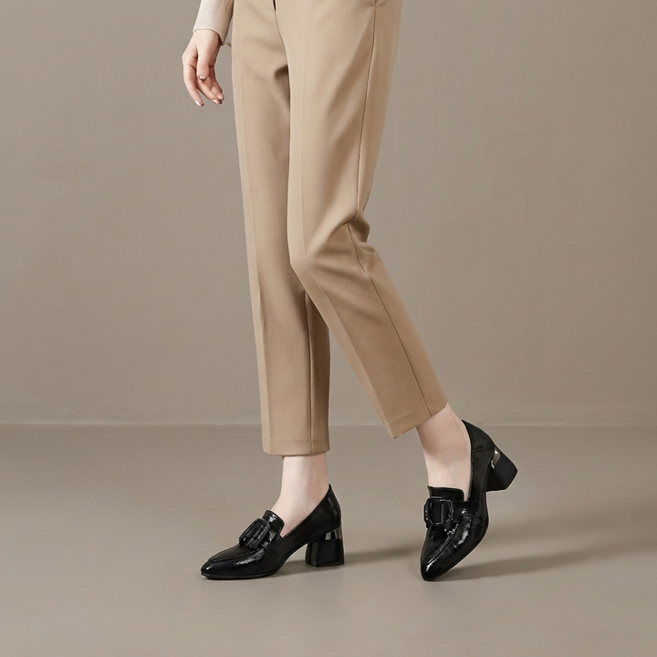 Adira | Leather Loafers with Heels