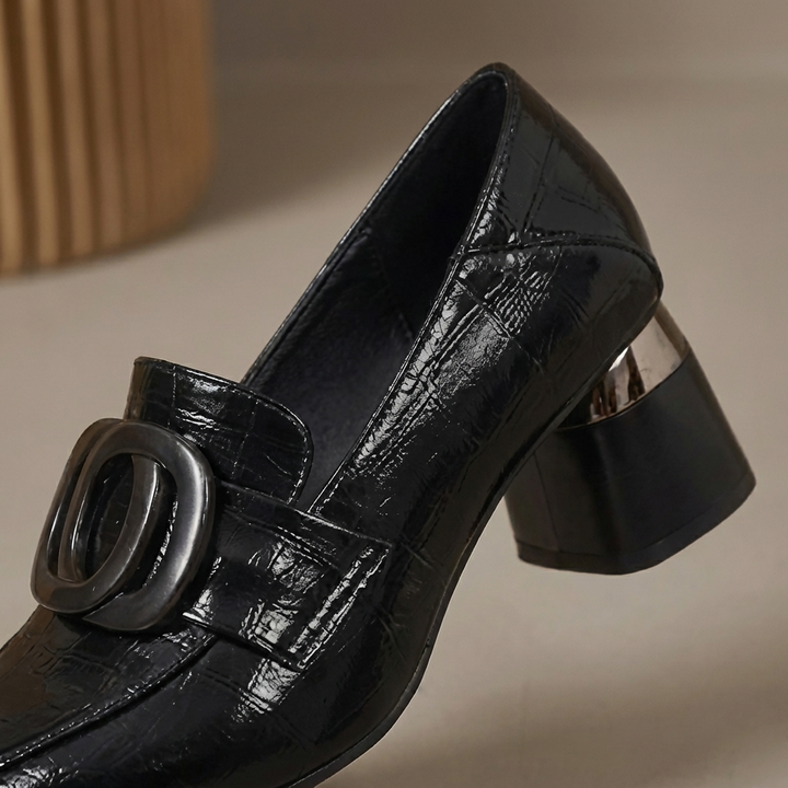 Adira | Leather Loafers with Heels
