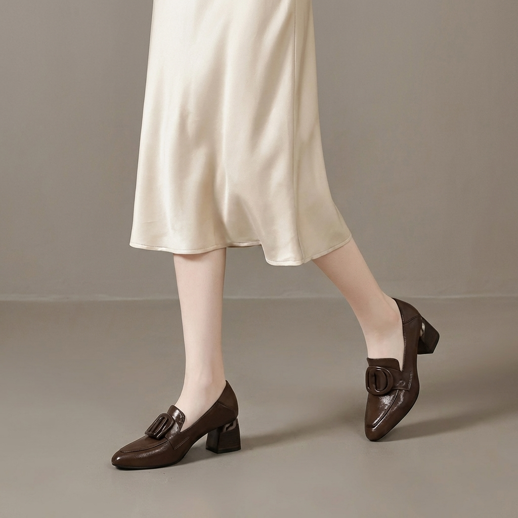 Adira | Leather Loafers with Heels