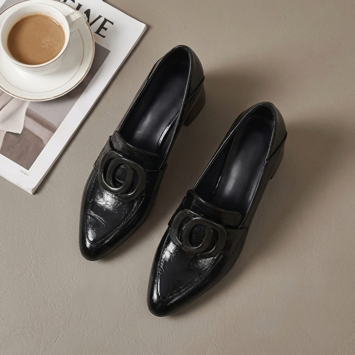 Adira | Leather Loafers with Heels