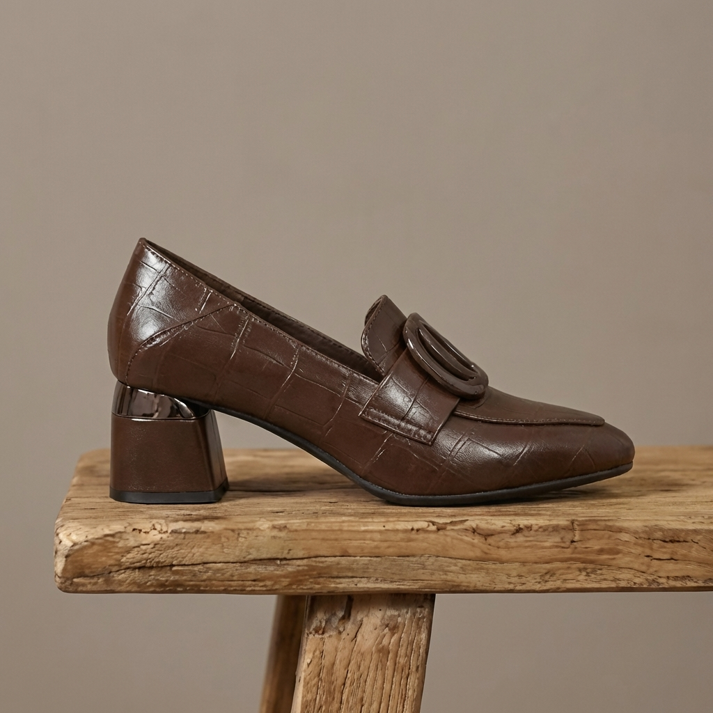 Adira | Leather Loafers with Heels
