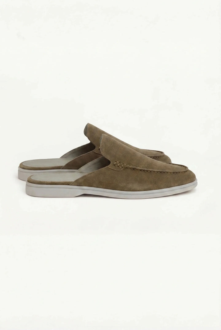 Angus | Olive-Coloured Suede Yacht Mule