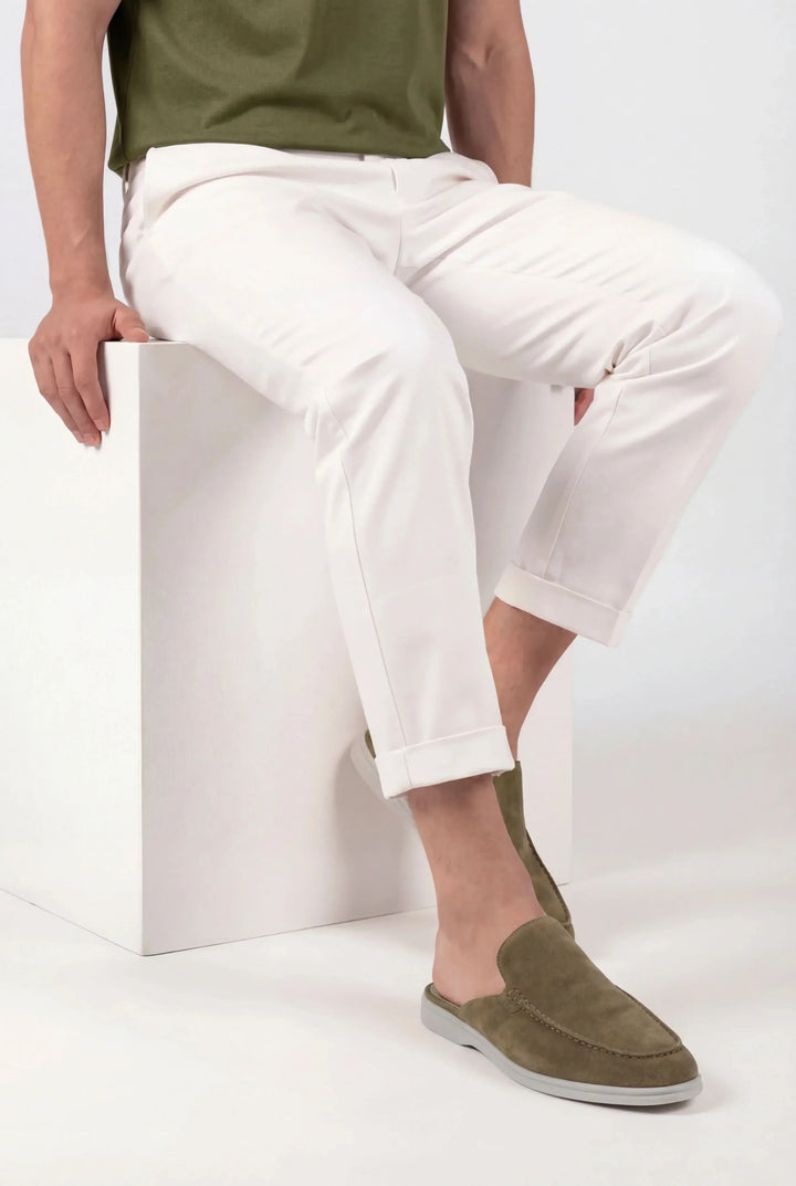 Angus | Olive-Coloured Suede Yacht Mule