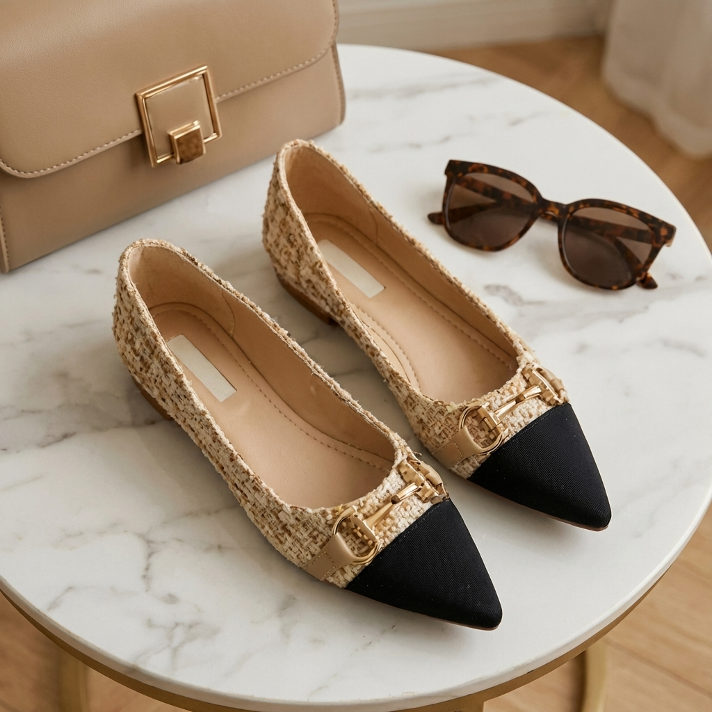Elowyn | Tweed Pointed-Toe Flats