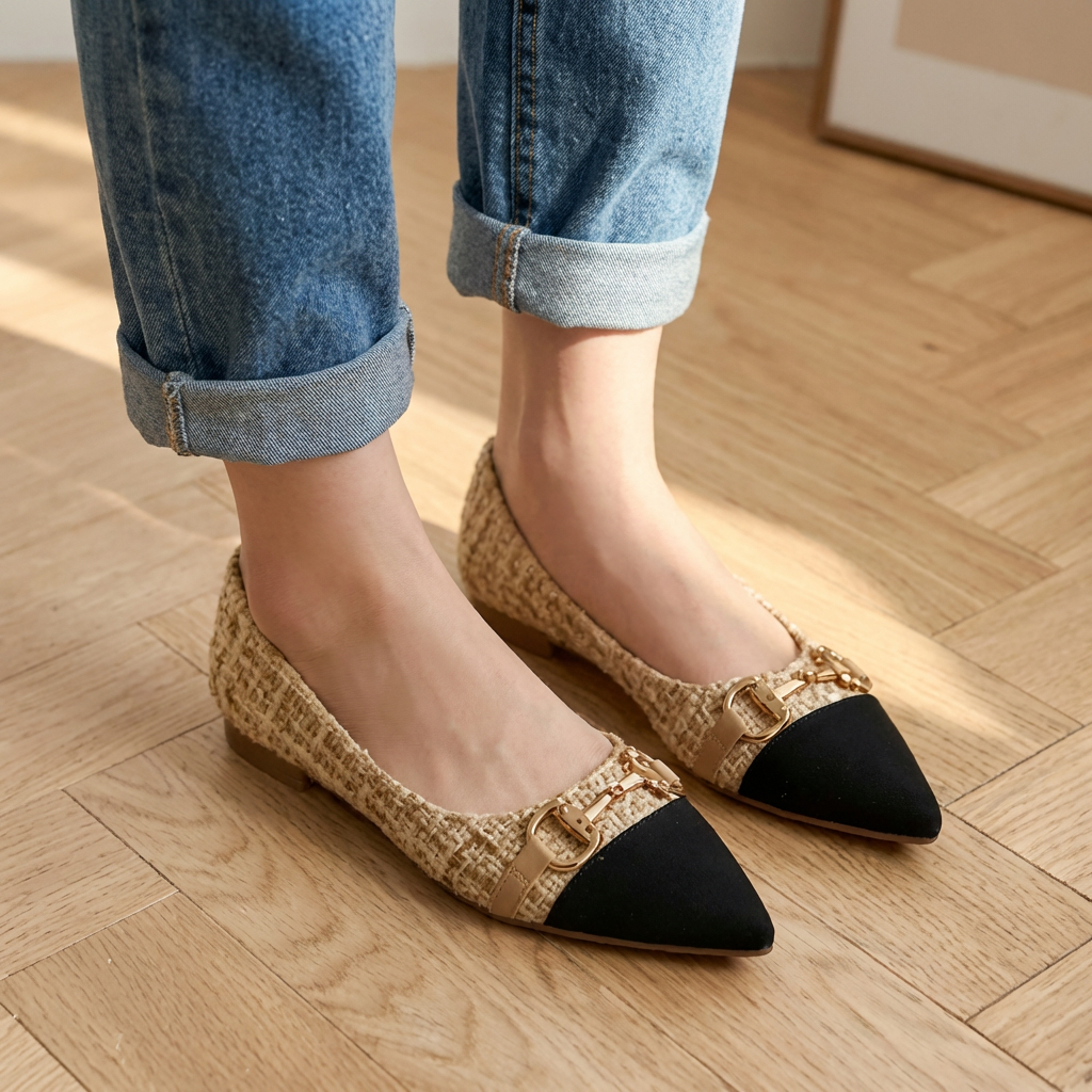 Elowyn | Tweed Pointed-Toe Flats