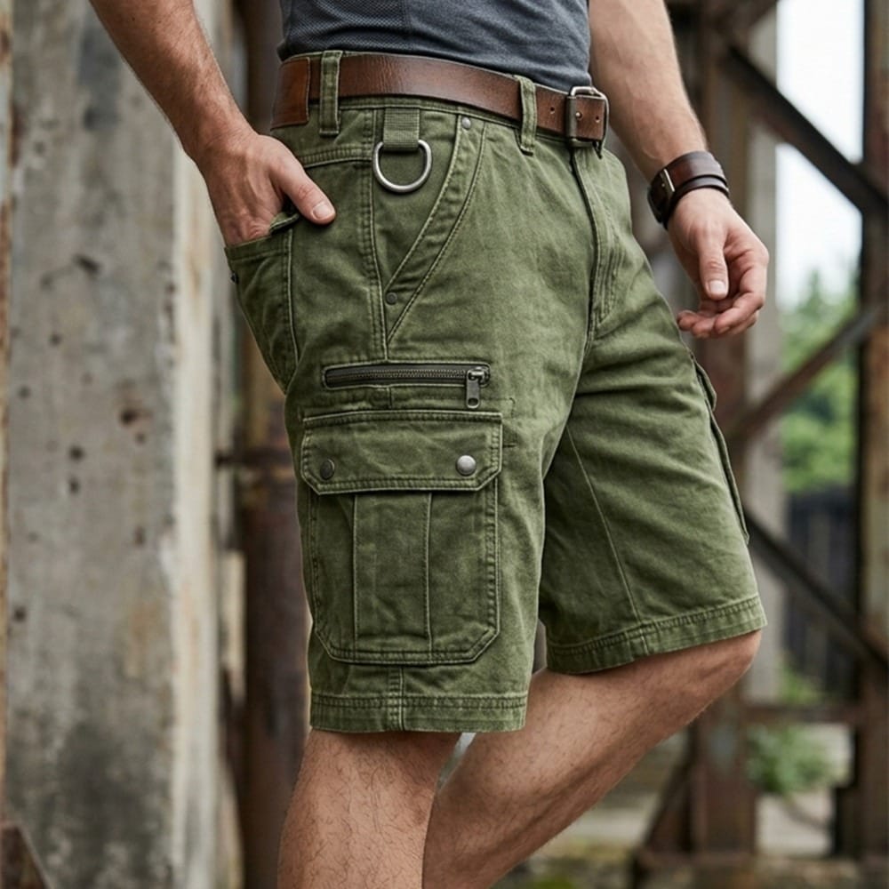 Hugh | Functional Denim Cargo Shorts