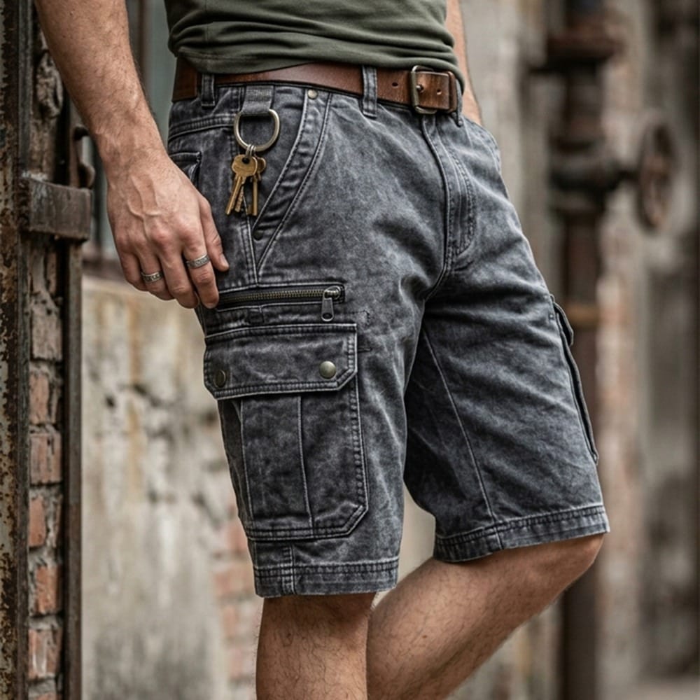 Hugh | Functional Denim Cargo Shorts