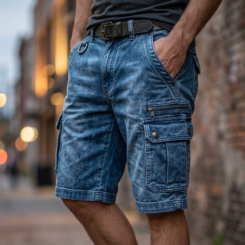 Hugh | Functional Denim Cargo Shorts