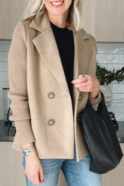 Delia | Elegant Knit-Sleeve Blazer