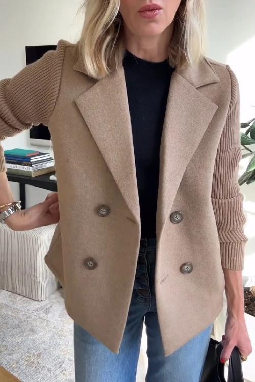 Delia | Elegant Knit-Sleeve Blazer