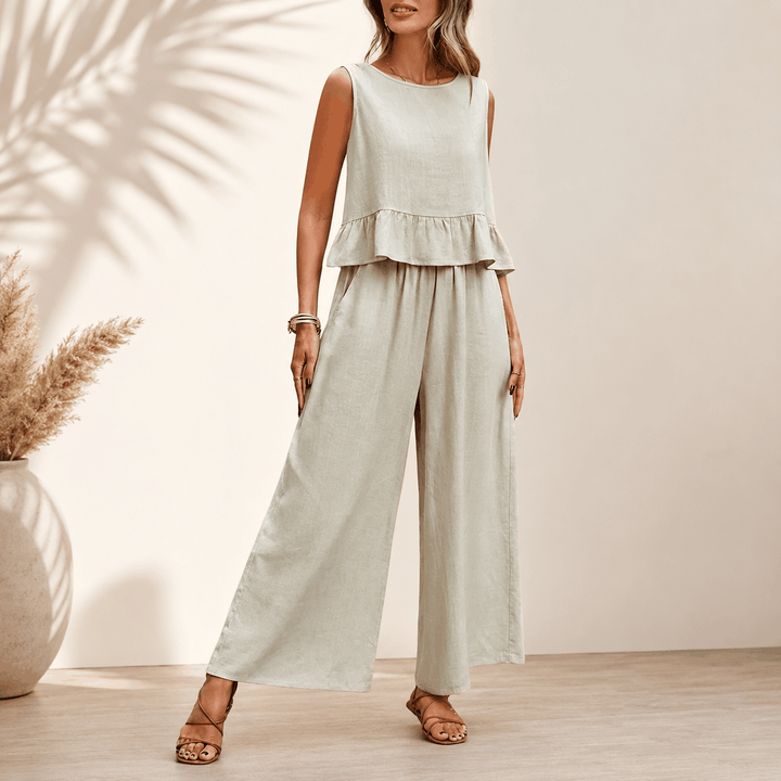 Piper | Women’s Ruffle Hem Tank Top & Wide Leg Pants
