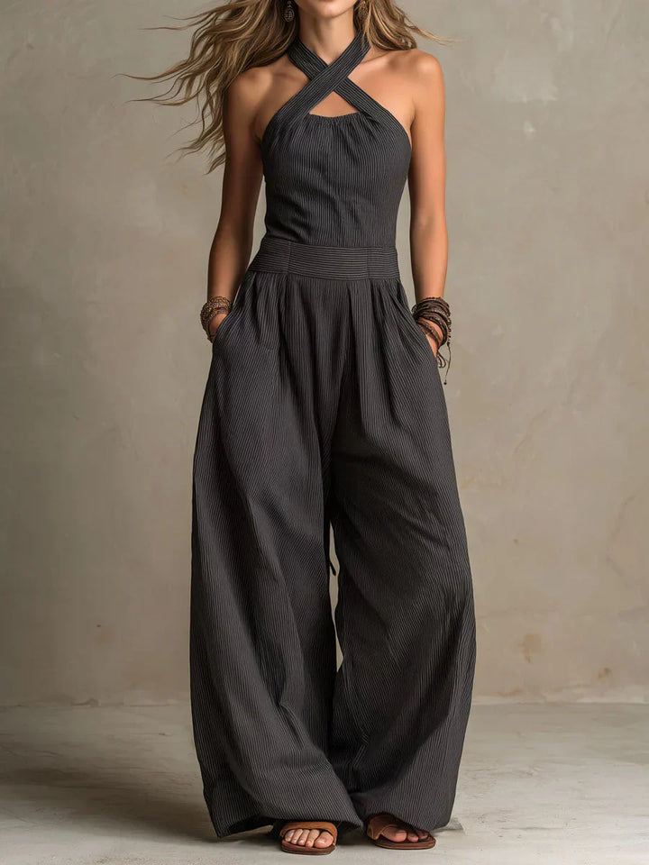 Zinnia | Long, Flowing Jumpsuit with Halter Neck