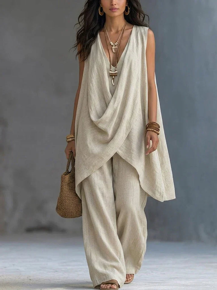 Nessa | Draped Outfit with Wide-Leg Trousers