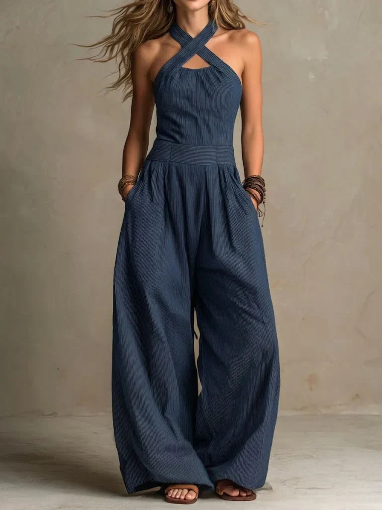 Zinnia | Long, Flowing Jumpsuit with Halter Neck