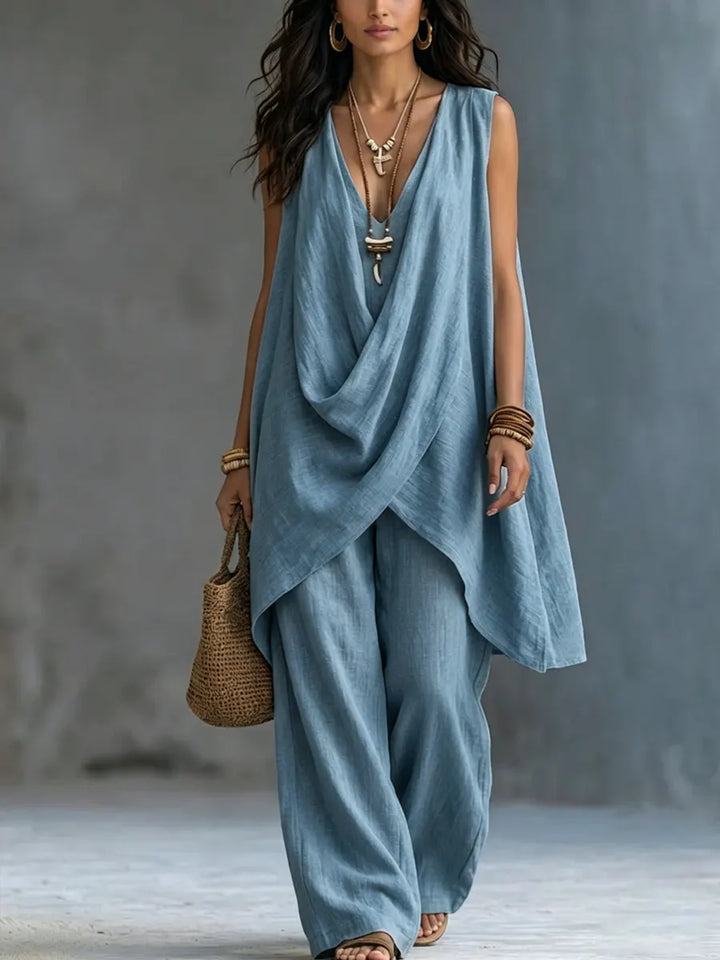 Nessa | Draped Outfit with Wide-Leg Trousers