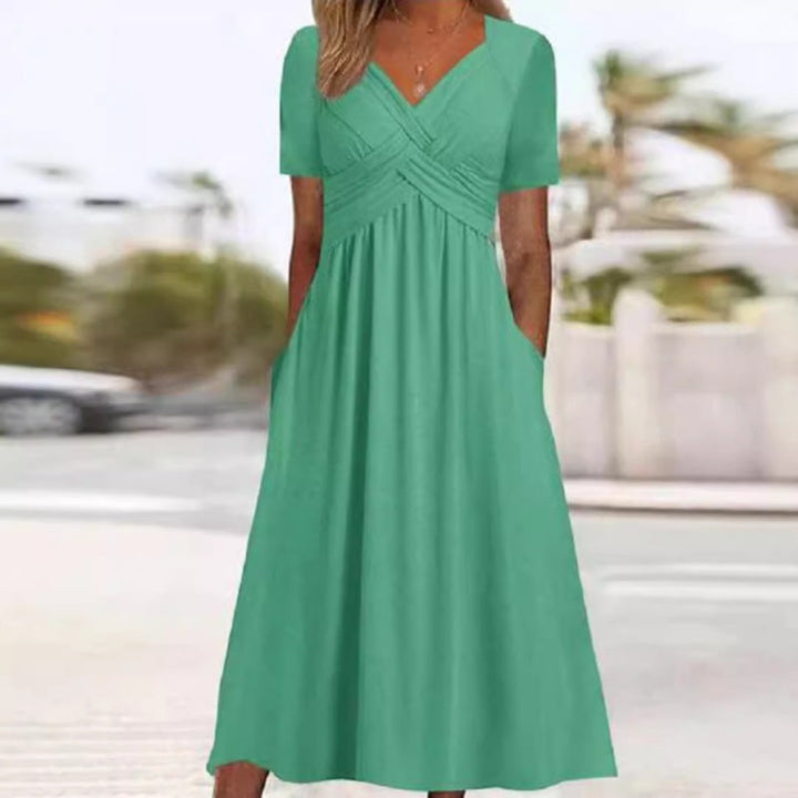 Luna | V-Neck Short Sleeve Long Dresses