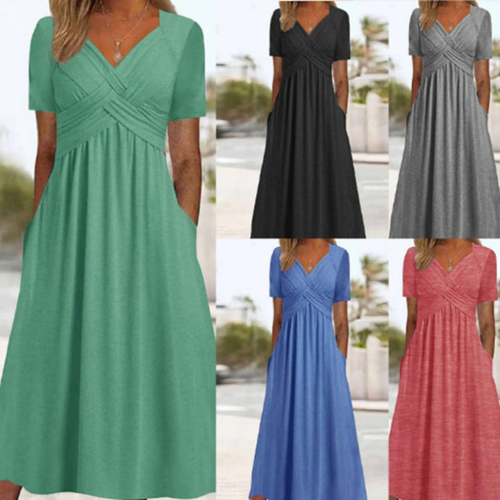Luna | V-Neck Short Sleeve Long Dresses